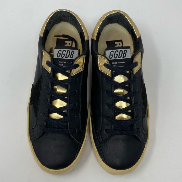 Golden Goose black leather and gold Records EDT sneakers size 36/US 6 - Picture 4 of 11